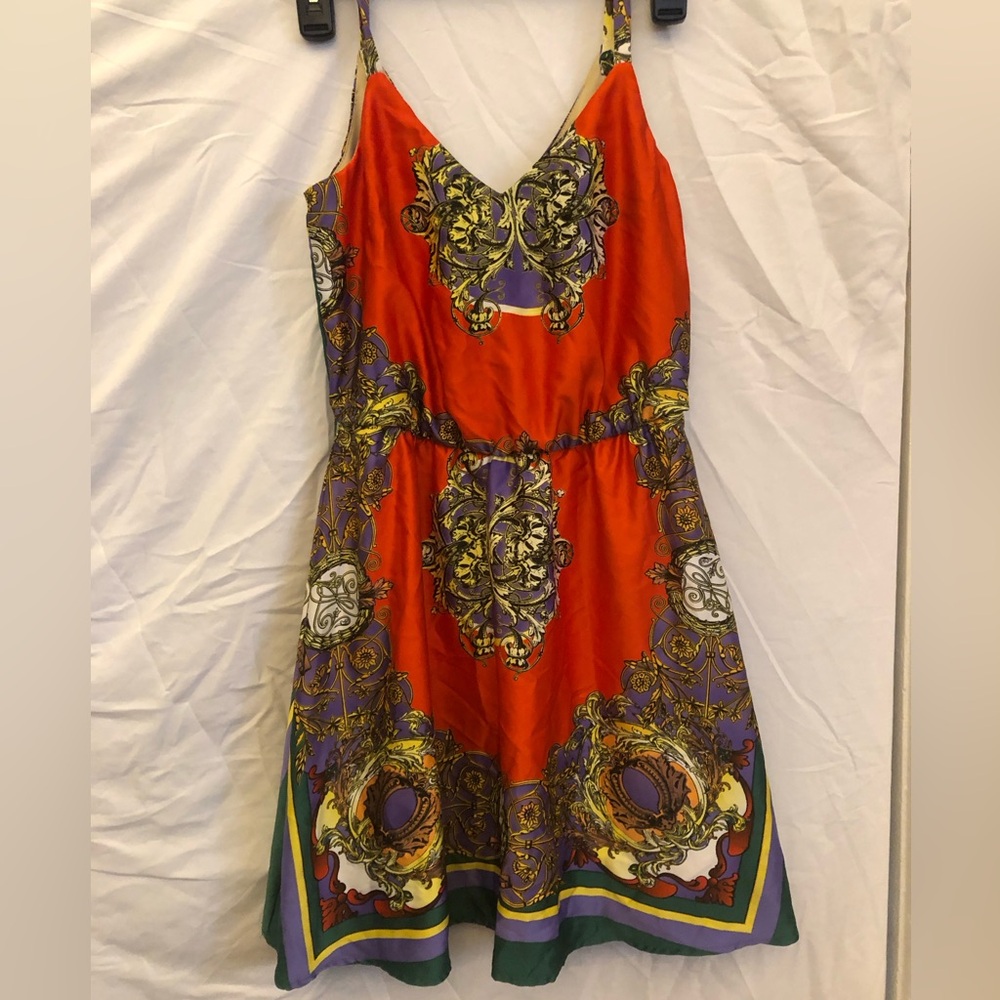 XS Mia Chica Vibrant Orange and Purple Midi Dress